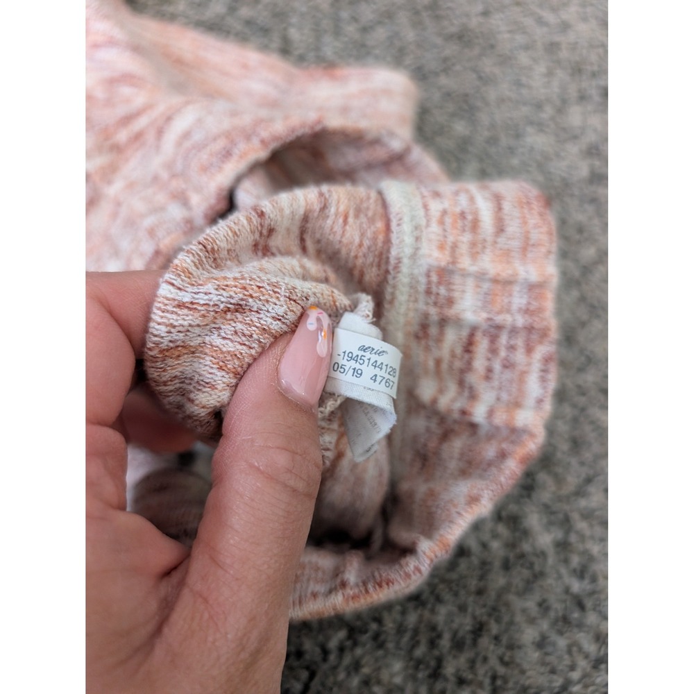 Aerie Womens Space Dye Knit Lounge Shorts Peach White Marled Elastic Waist L - Picture 2 of 4
